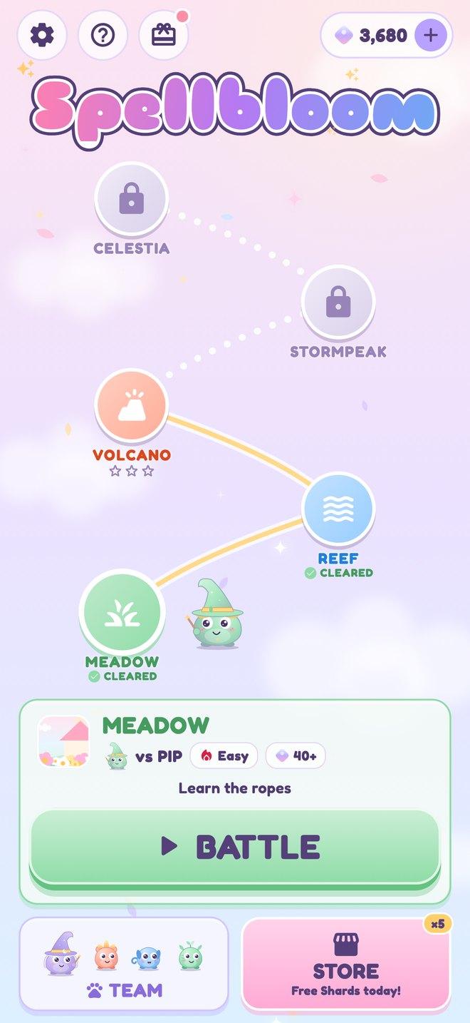 Spellbloom screenshot: Travel the island map