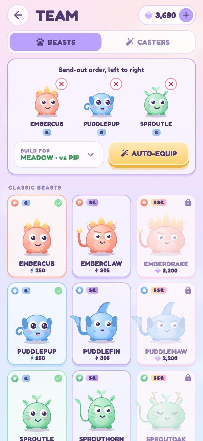 Spellbloom screenshot: Build your team of three