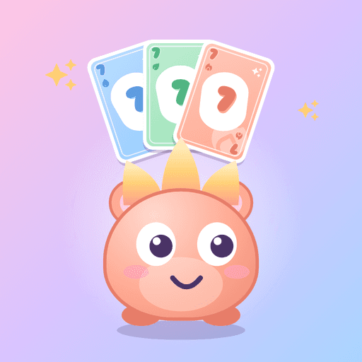 Spellbloom app icon: the beast EMBERCUB in front of a fanned hand of element cards.