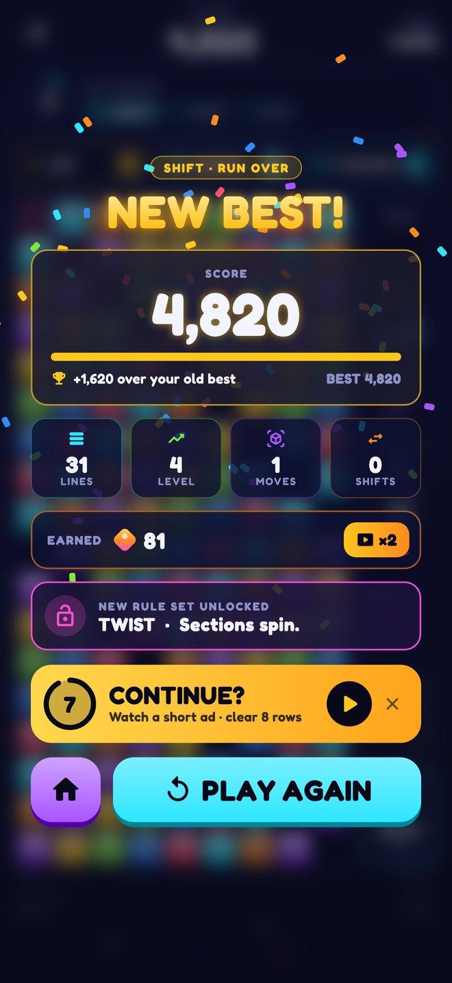 Wrapstack screenshot: Chase a new best